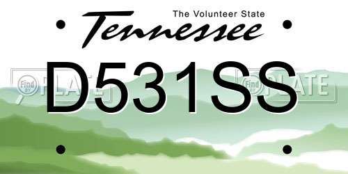 D531SS Tennessee License Plate