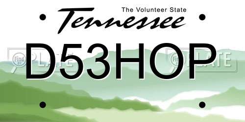 D53HOP Tennessee License Plate
