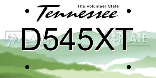 D545XT Tennessee License Plate