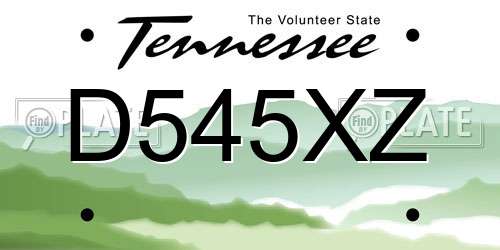 D545XZ Tennessee License Plate