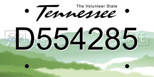 D554285 Tennessee License Plate