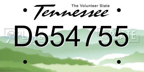 D554755 Tennessee License Plate