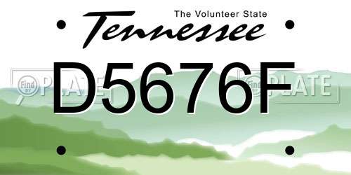 D5676F Tennessee License Plate