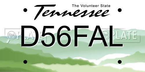 D56FAL Tennessee License Plate