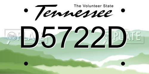D5722D Tennessee License Plate
