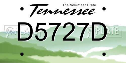 D5727D Tennessee License Plate