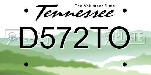 D572TO Tennessee License Plate