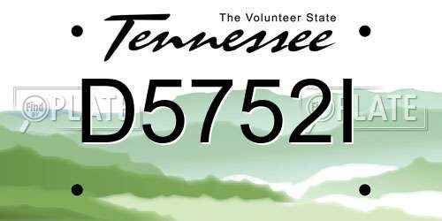 D5752I Tennessee License Plate