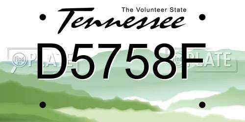 D5758F Tennessee License Plate