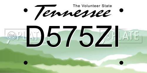 D575ZI Tennessee License Plate