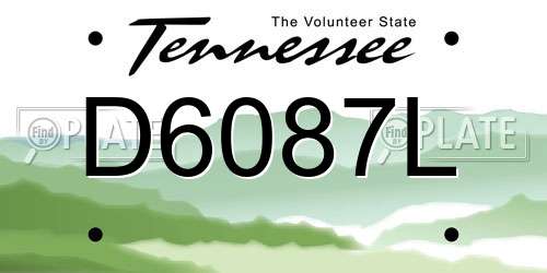 D6087L Tennessee License Plate