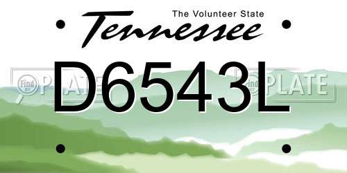 D6543L Tennessee License Plate