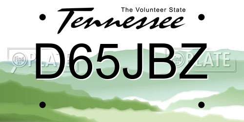 D65JBZ Tennessee License Plate