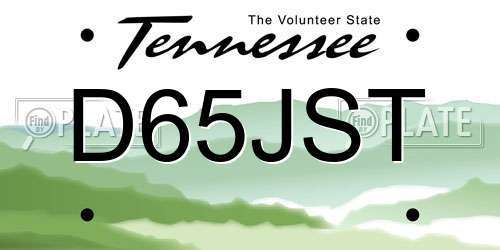 D65JST Tennessee License Plate