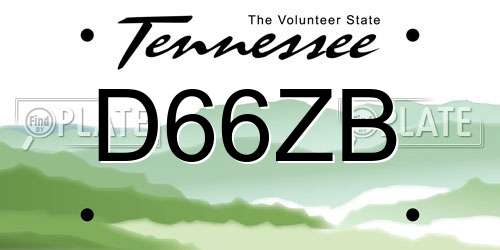 D66ZB Tennessee License Plate
