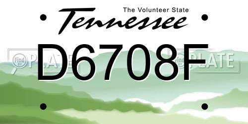 D6708F Tennessee License Plate