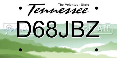 D68JBZ Tennessee License Plate