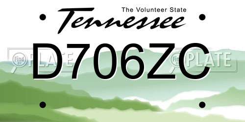 D706ZC Tennessee License Plate