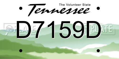 D7159D Tennessee License Plate