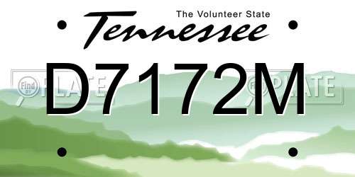 D7172M Tennessee License Plate