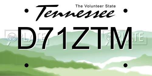 D71ZTM Tennessee License Plate