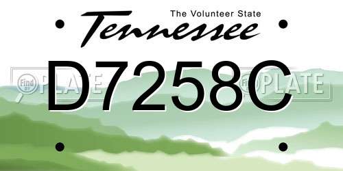 D7258C Tennessee License Plate