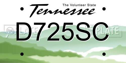 D725SC Tennessee License Plate
