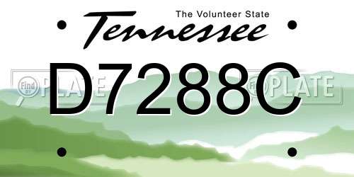D7288C Tennessee License Plate