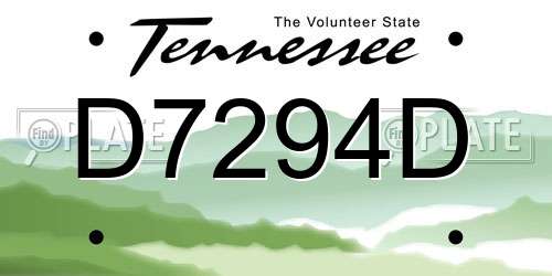 D7294D Tennessee License Plate