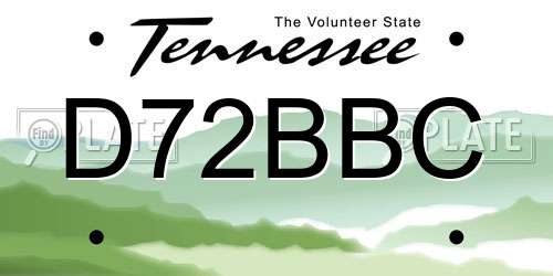 D72BBC Tennessee License Plate
