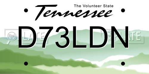D73LDN Tennessee License Plate