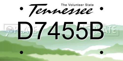 D7455B Tennessee License Plate
