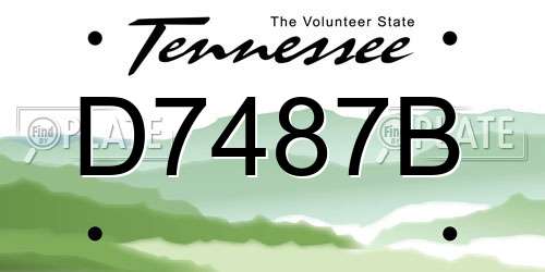 D7487B Tennessee License Plate