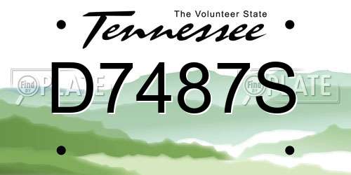 D7487S Tennessee License Plate