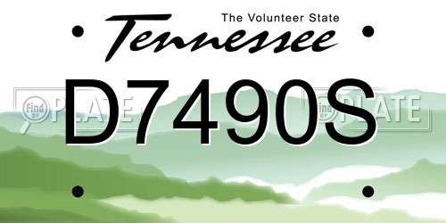 D7490S Tennessee License Plate