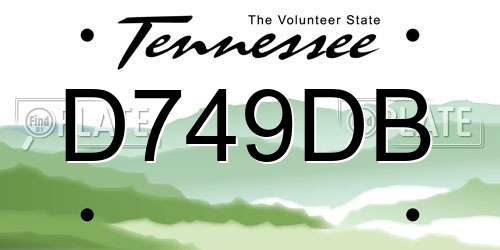 D749DB Tennessee License Plate