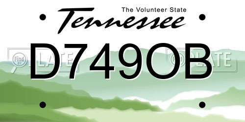 D749OB Tennessee License Plate