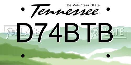 D74BTB Tennessee License Plate
