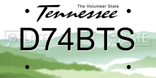 D74BTS Tennessee License Plate