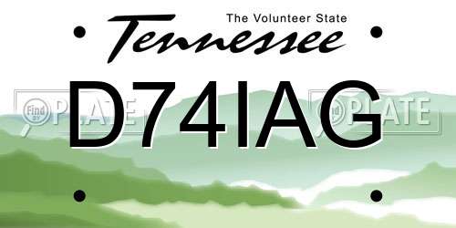 D74IAG Tennessee License Plate