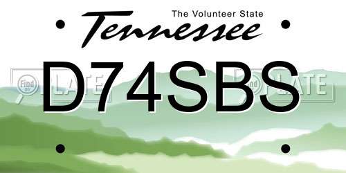 D74SBS Tennessee License Plate
