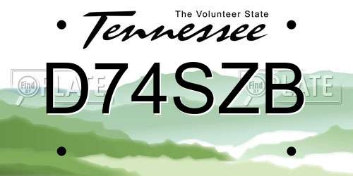 D74SZB Tennessee License Plate