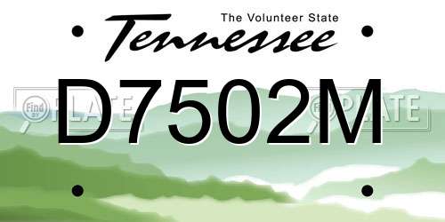 D7502M Tennessee License Plate