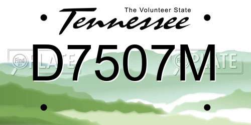 D7507M Tennessee License Plate