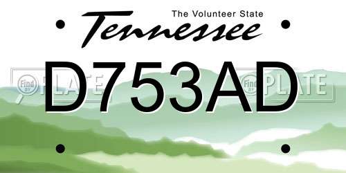 D753AD Tennessee License Plate