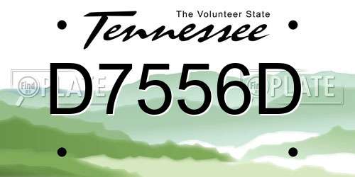 D7556D Tennessee License Plate