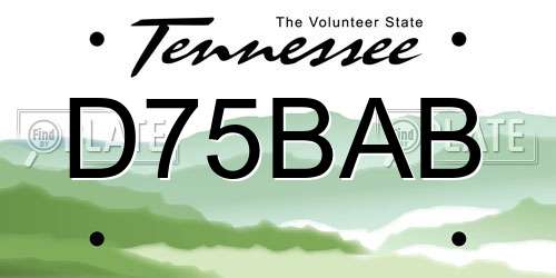 D75BAB Tennessee License Plate