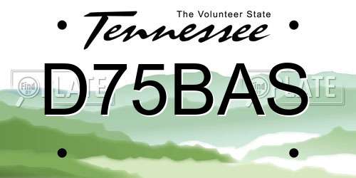 D75BAS Tennessee License Plate
