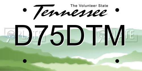 D75DTM Tennessee License Plate