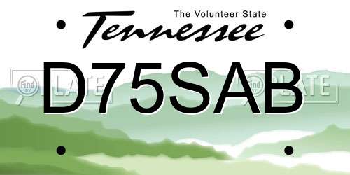 D75SAB Tennessee License Plate